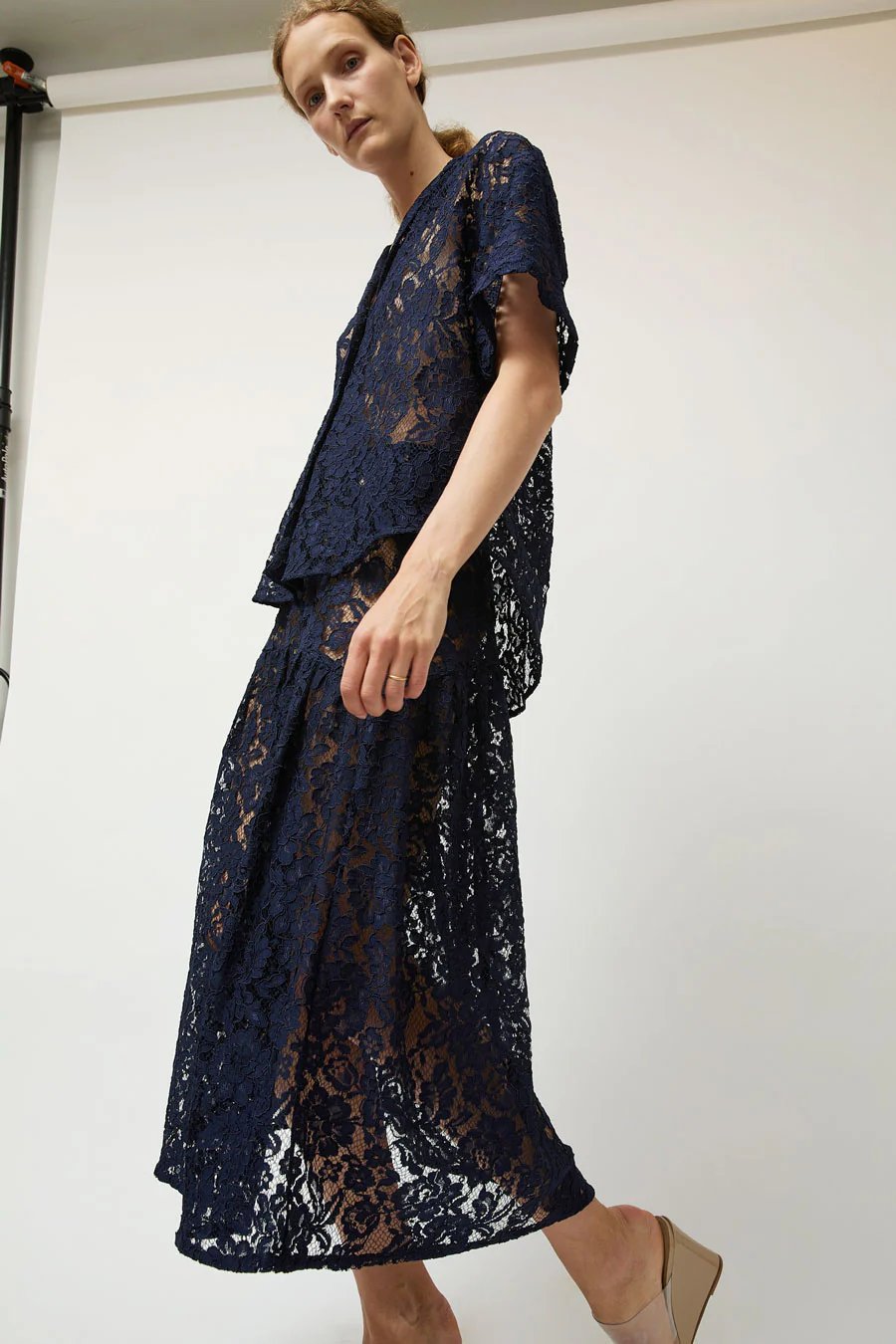 A Bronze Age Romeo Top in Navy Lace - Image 6