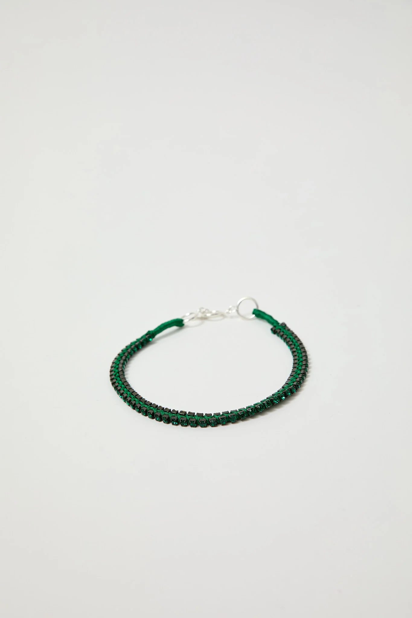 Alyssa Norton Double Row Silk Wrapped Rhinestone Necklace in Green - Image 2