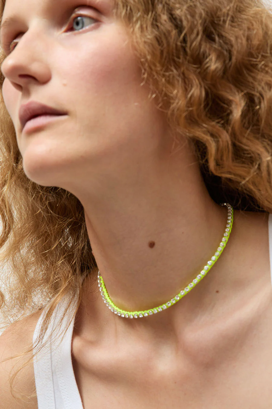 Alyssa Norton Rhinestone and Neon Thread Necklace in Yellow