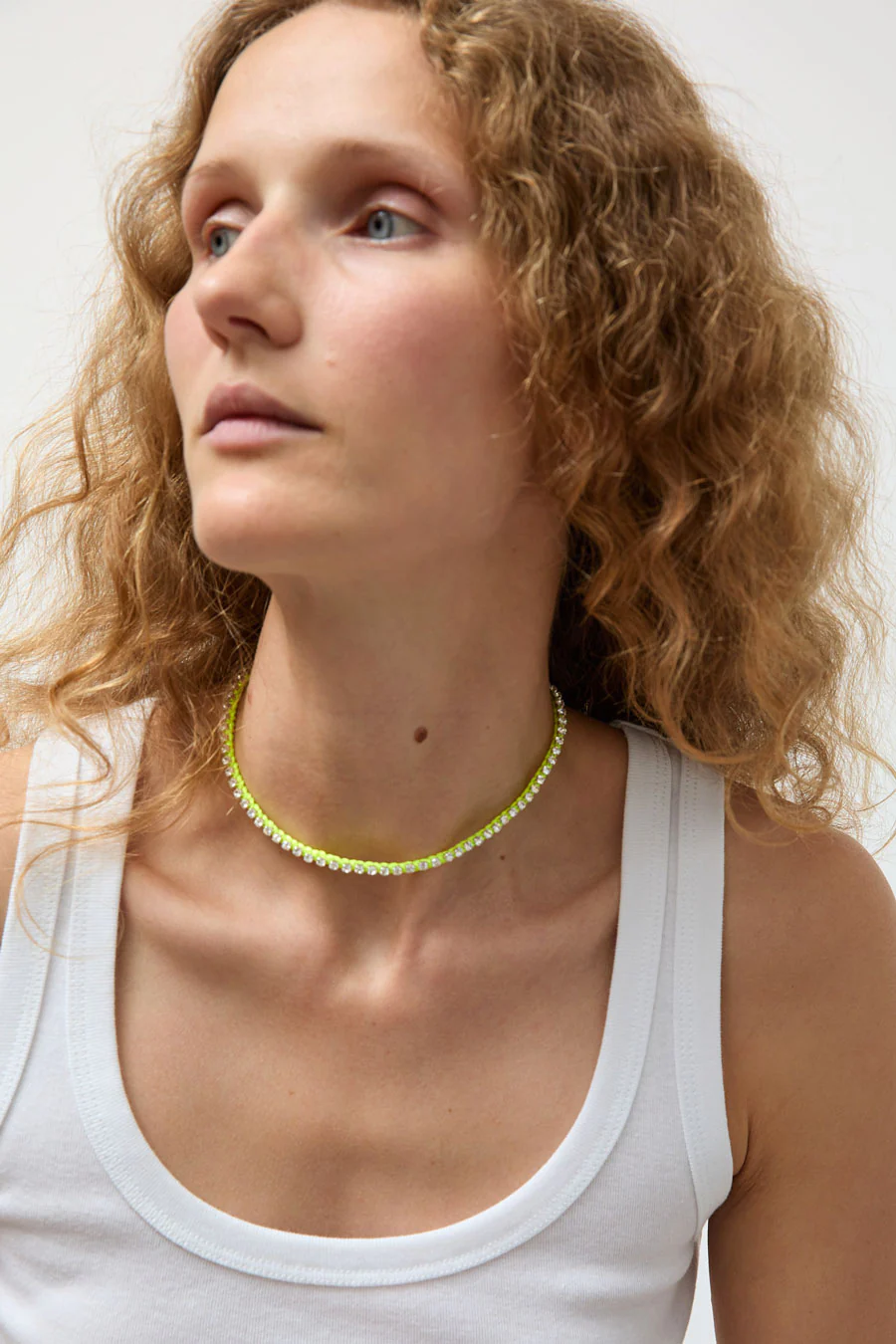 Alyssa Norton Rhinestone and Neon Thread Necklace in Yellow - Image 3