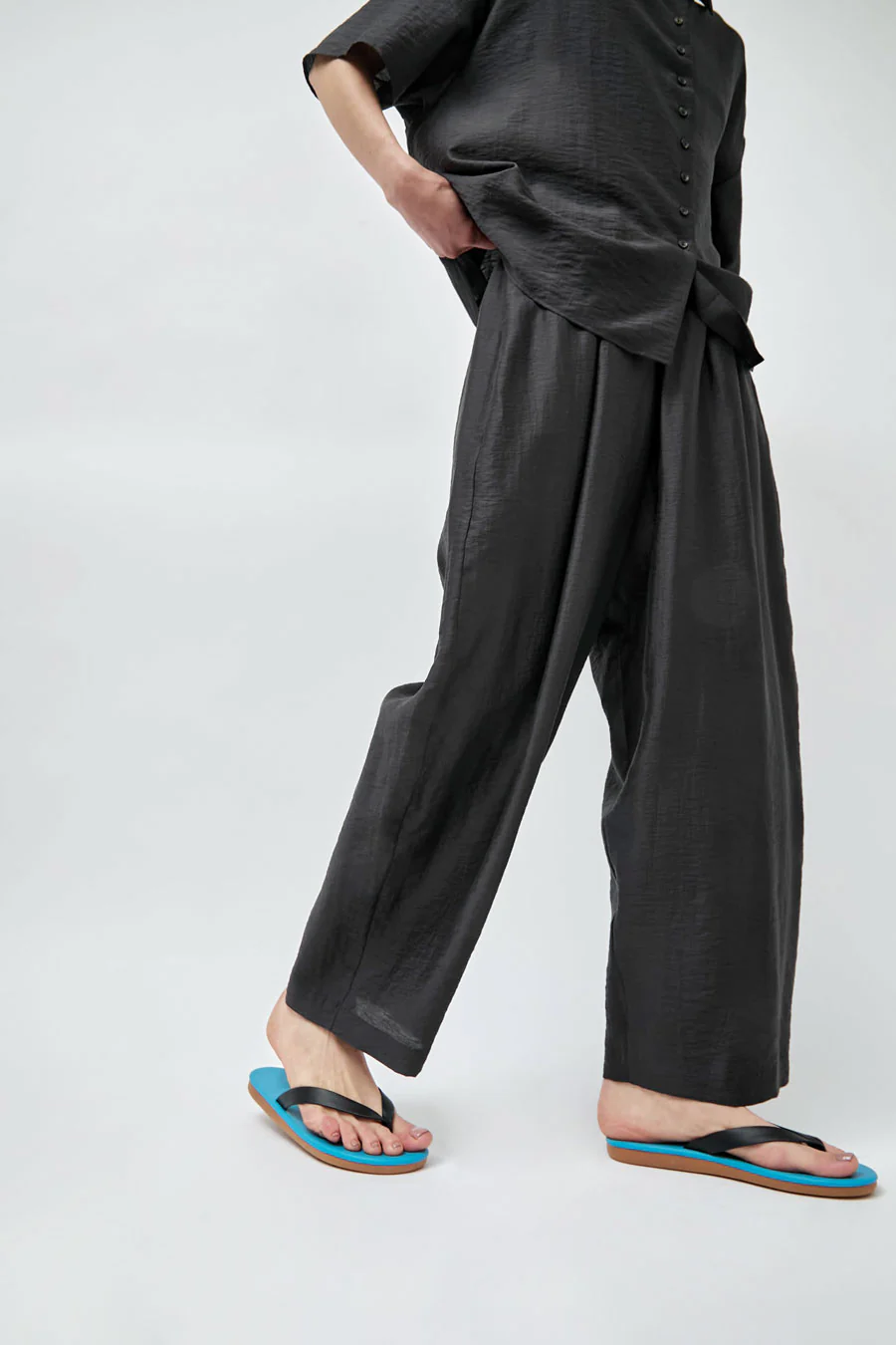 Ancient Greek Sandals Colorblock in Black and Blue - Image 4