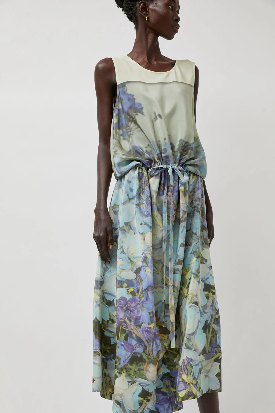 Anntian Silk Dress in Print Q Delphinium - Image 3