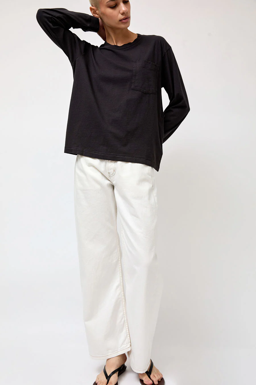 B Sides Double Pocket Tee in Faded Black - Image 5