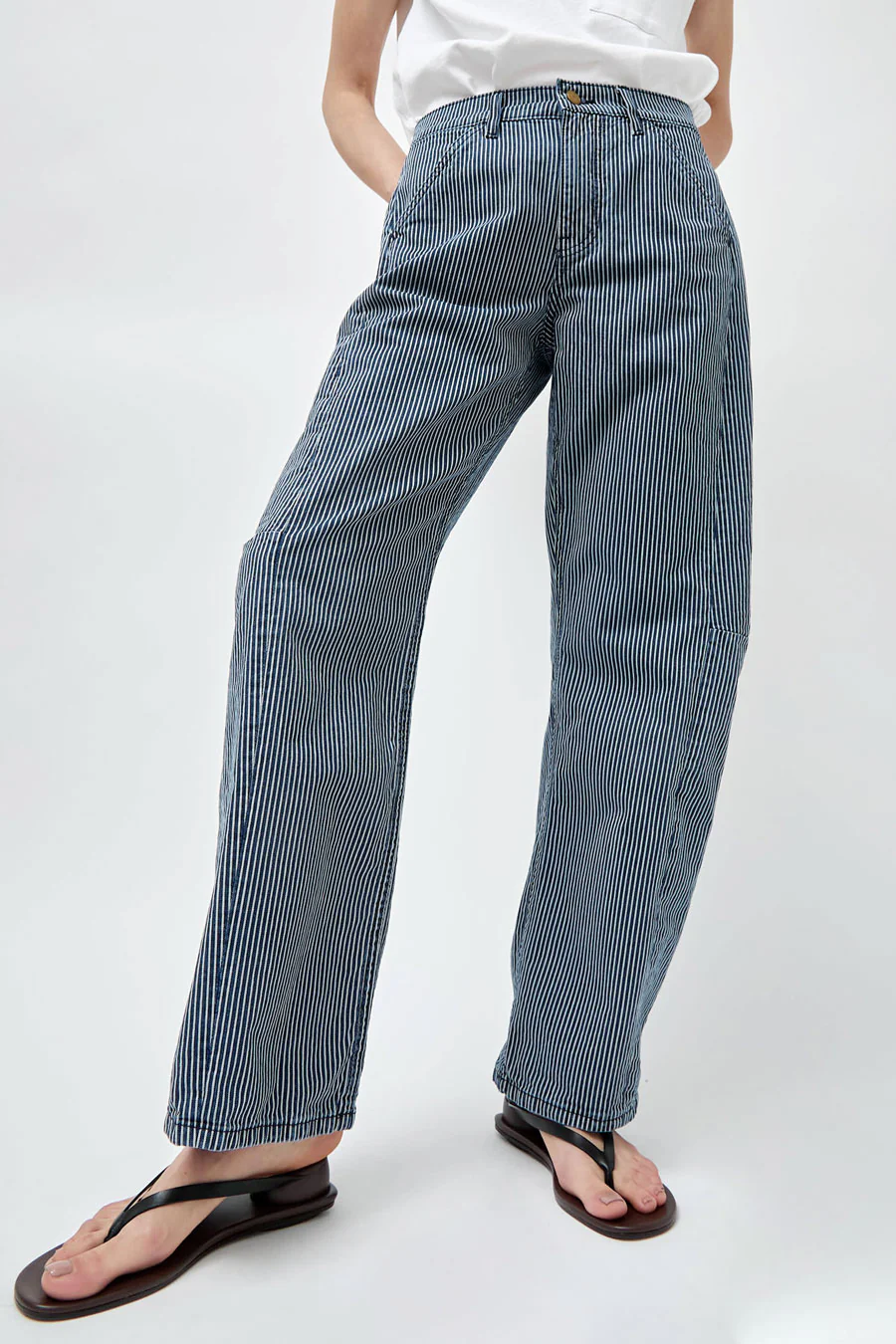 B Sides Lange Lasso Chino in Indigo White Stripe - Image 3
