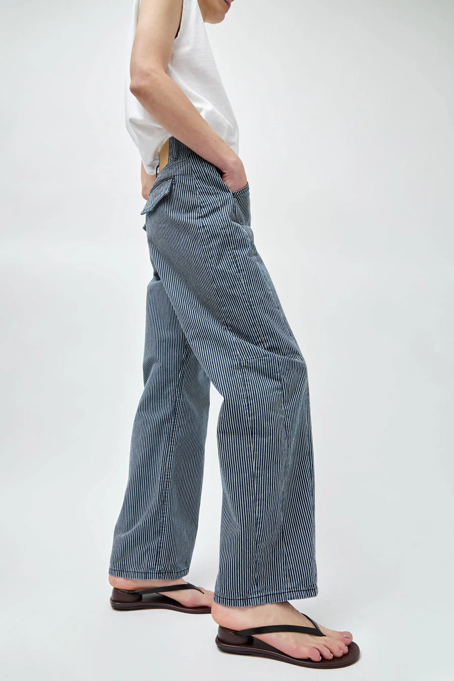 B Sides Lange Lasso Chino in Indigo White Stripe - Image 4