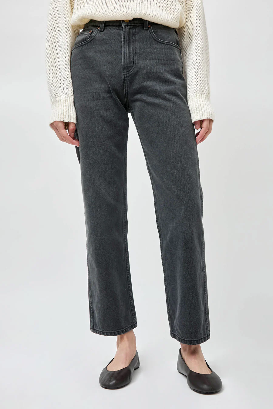 B Sides Plein High Rise Straight Jean in Stil Black - Image 3