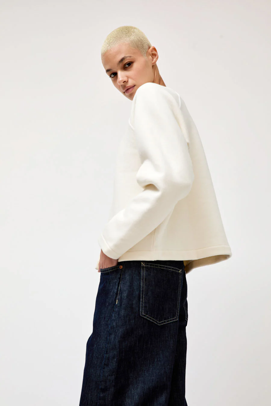 B Sides Snap Cardigan in Oyster - Image 4