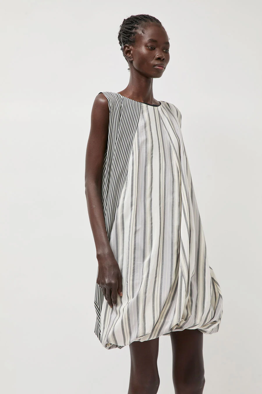 Baserange Bella Dress in Grey Stripe - Image 5