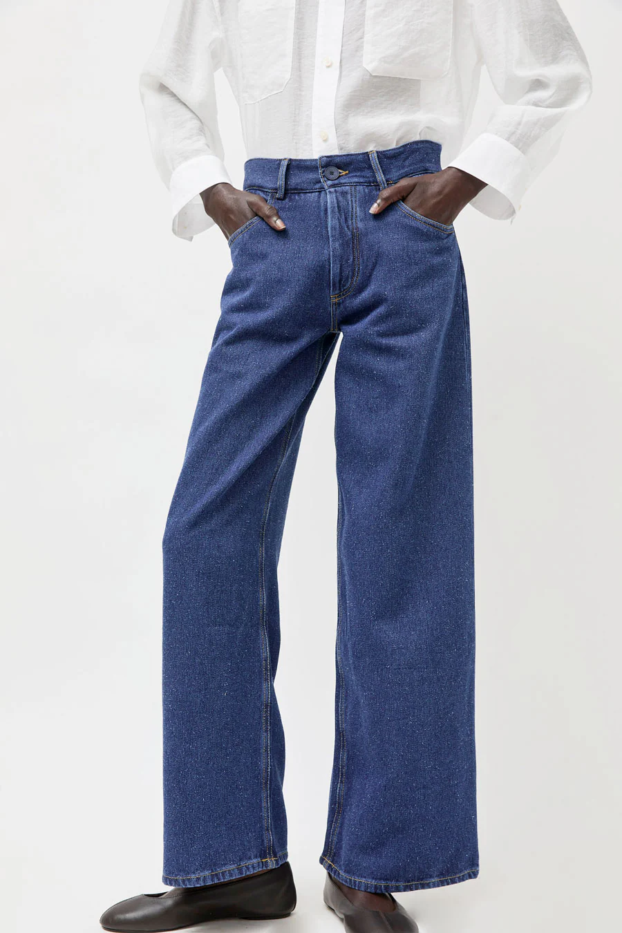 Baserange Grass Pants in Indigo Blue Wash - Image 3