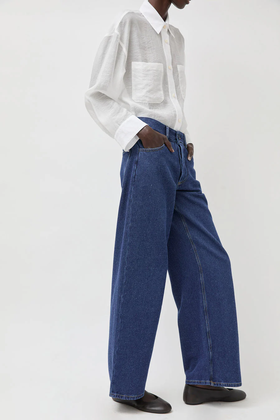 Baserange Grass Pants in Indigo Blue Wash - Image 4