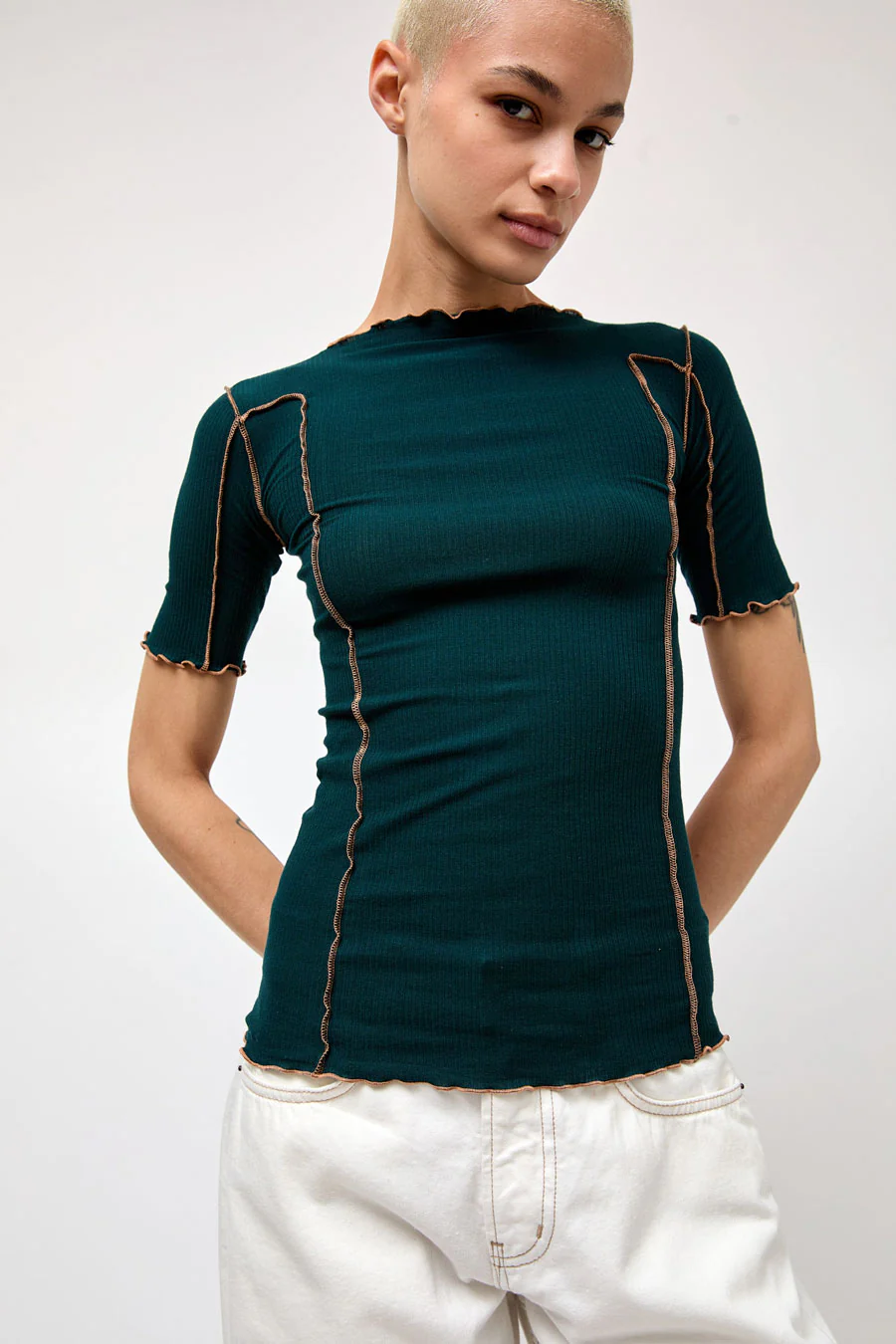 Baserange Omato 3/4 Tee Shirt in Hirsu Green