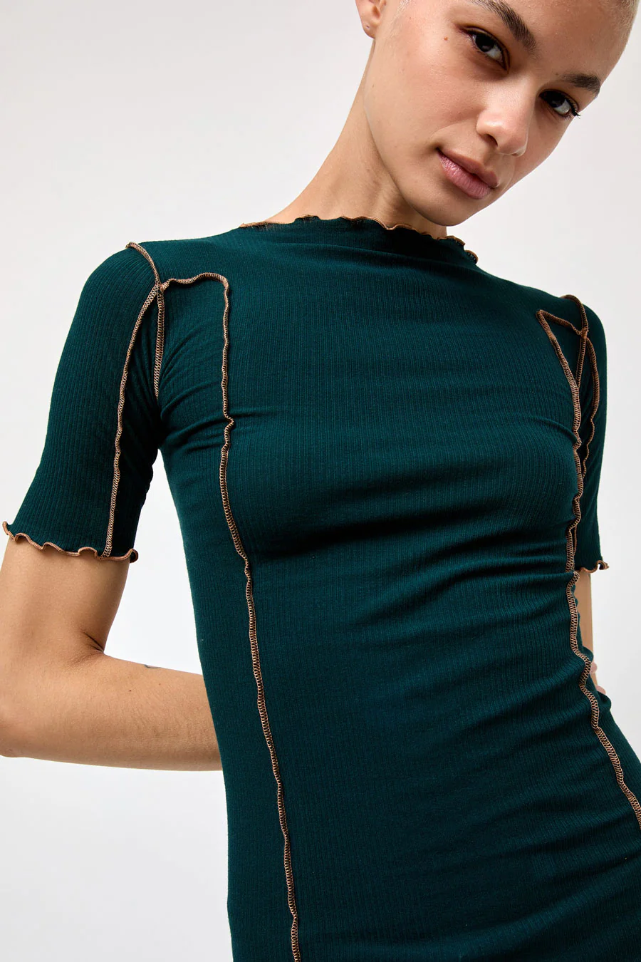 Baserange Omato 3/4 Tee Shirt in Hirsu Green - Image 3