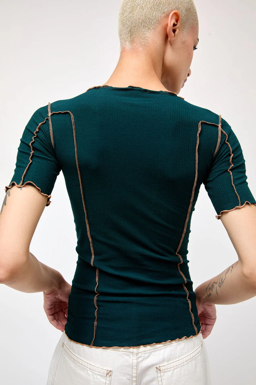 Baserange Omato 3/4 Tee Shirt in Hirsu Green - Image 5