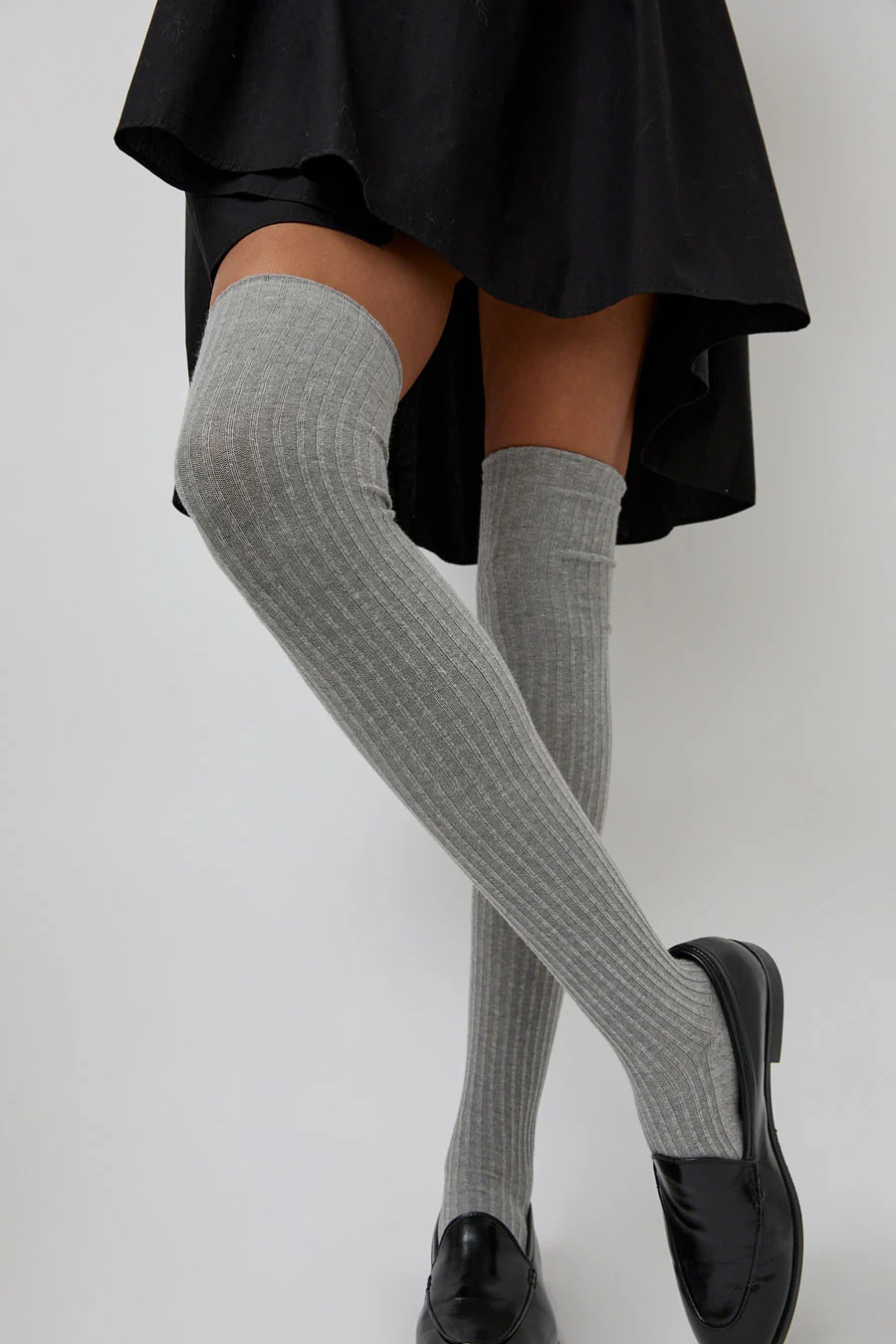Baserange Overknee Socks in Grey Melange - Image 3