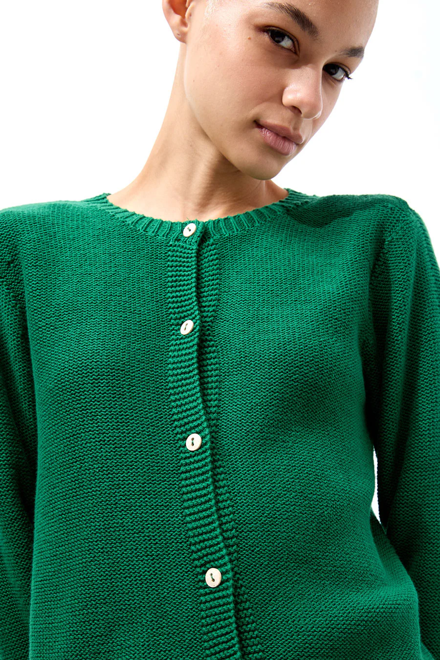Baserange Tier Cardigan in Calla Green - Image 3