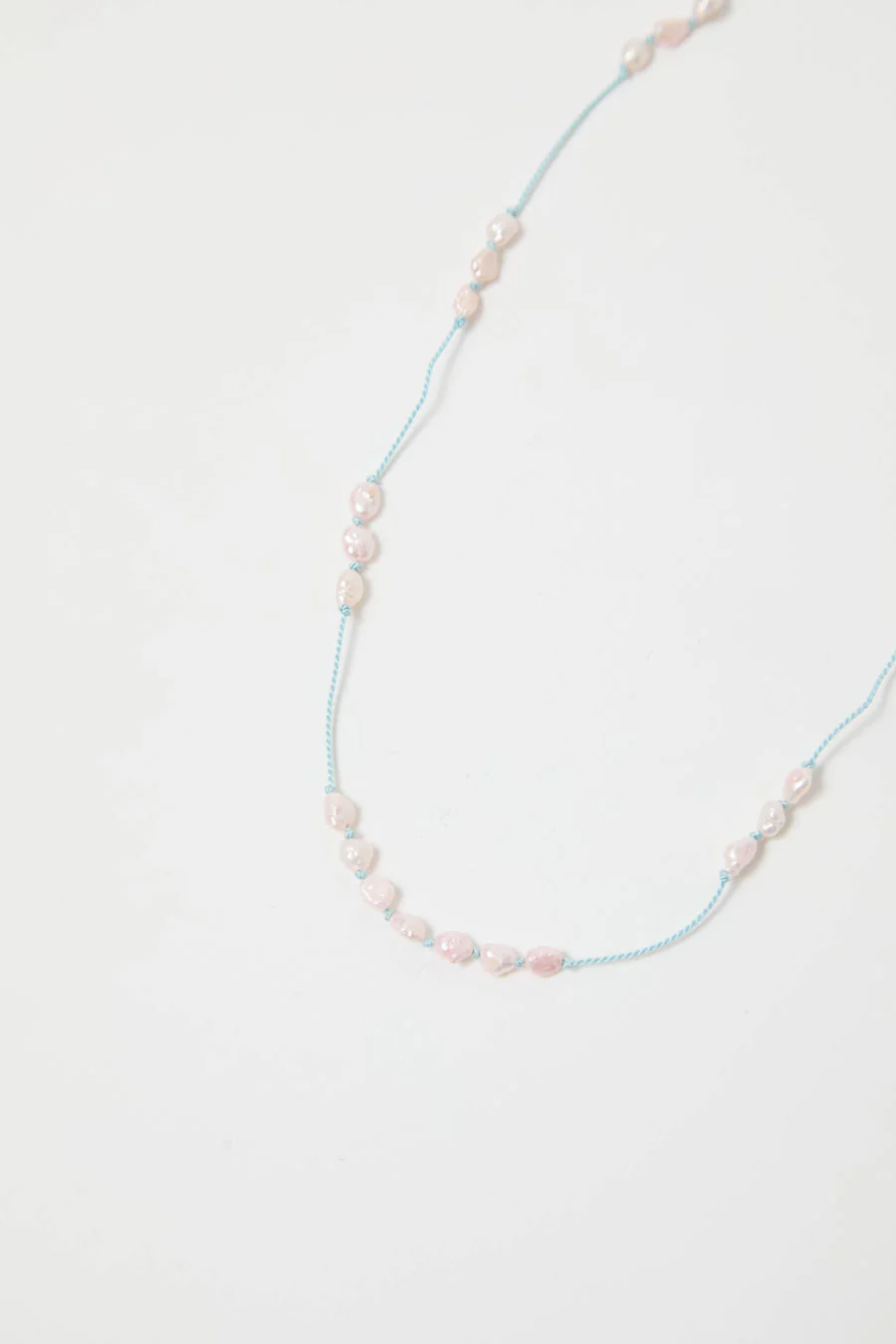 Berni Paper Moon Necklace in Baroque Pink Pearl and Sky Silk - Image 5