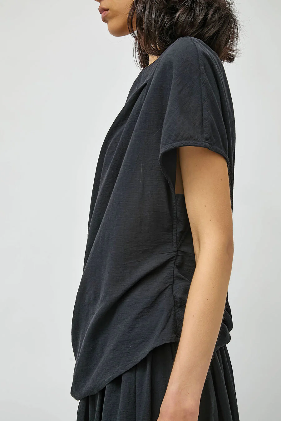 Black Crane Asymmetric Top in Sumi Black - Image 4