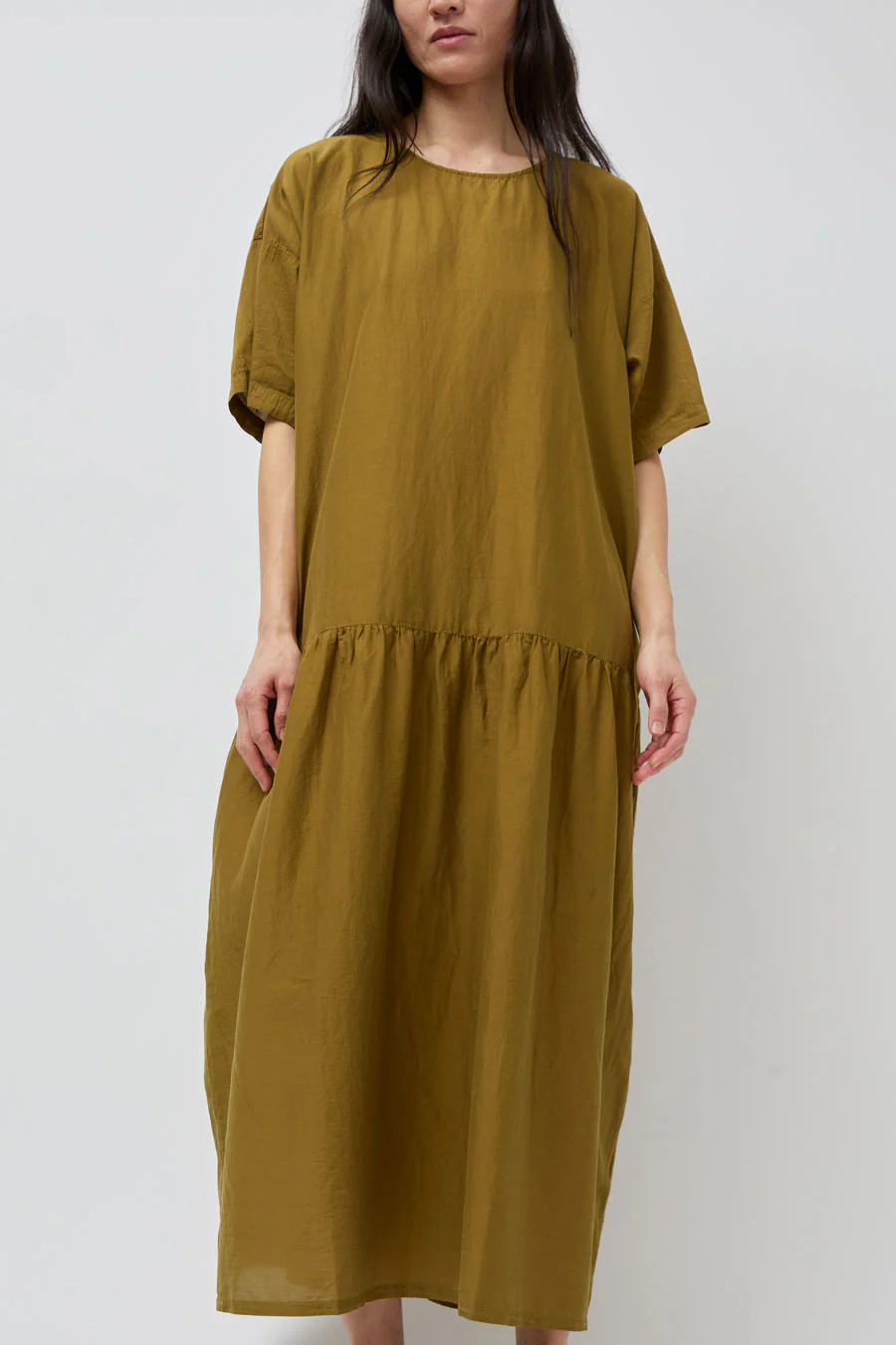 Black Crane Easy Dress in Dark Olive - Image 3