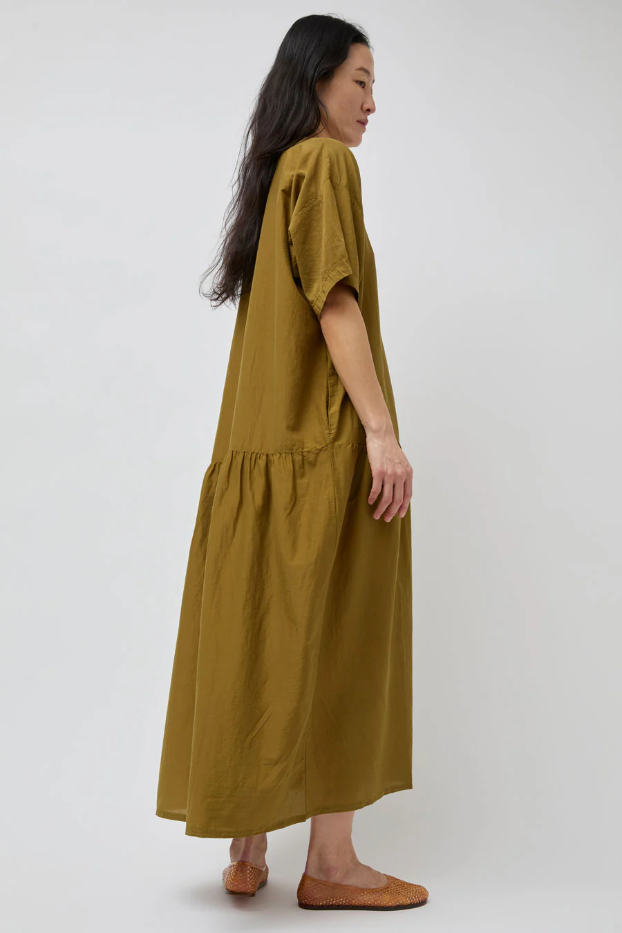 Black Crane Easy Dress in Dark Olive - Image 4