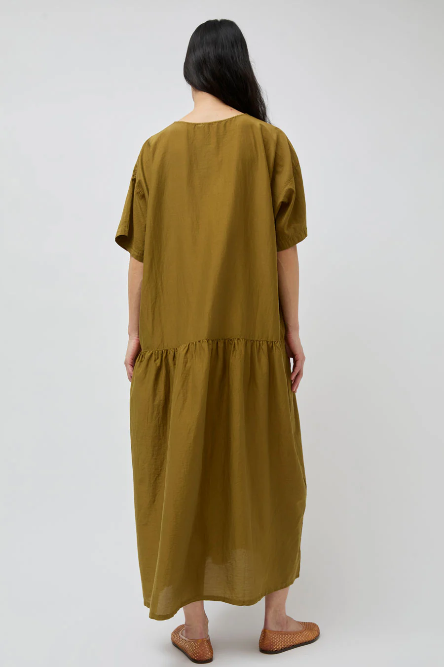 Black Crane Easy Dress in Dark Olive - Image 5