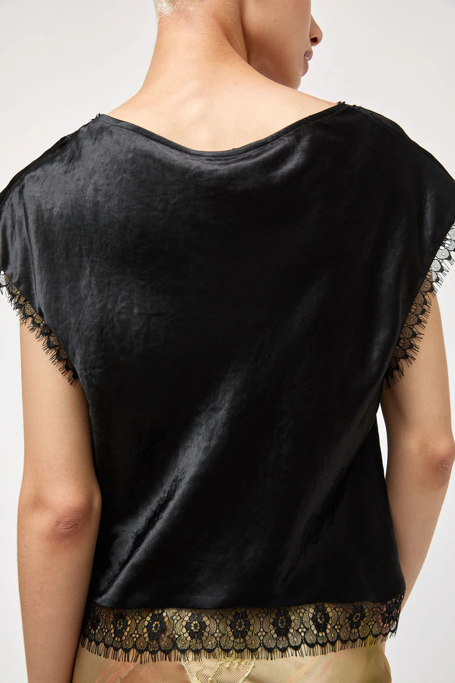 Collina Strada Satin Waterlily Top in Black - Image 3