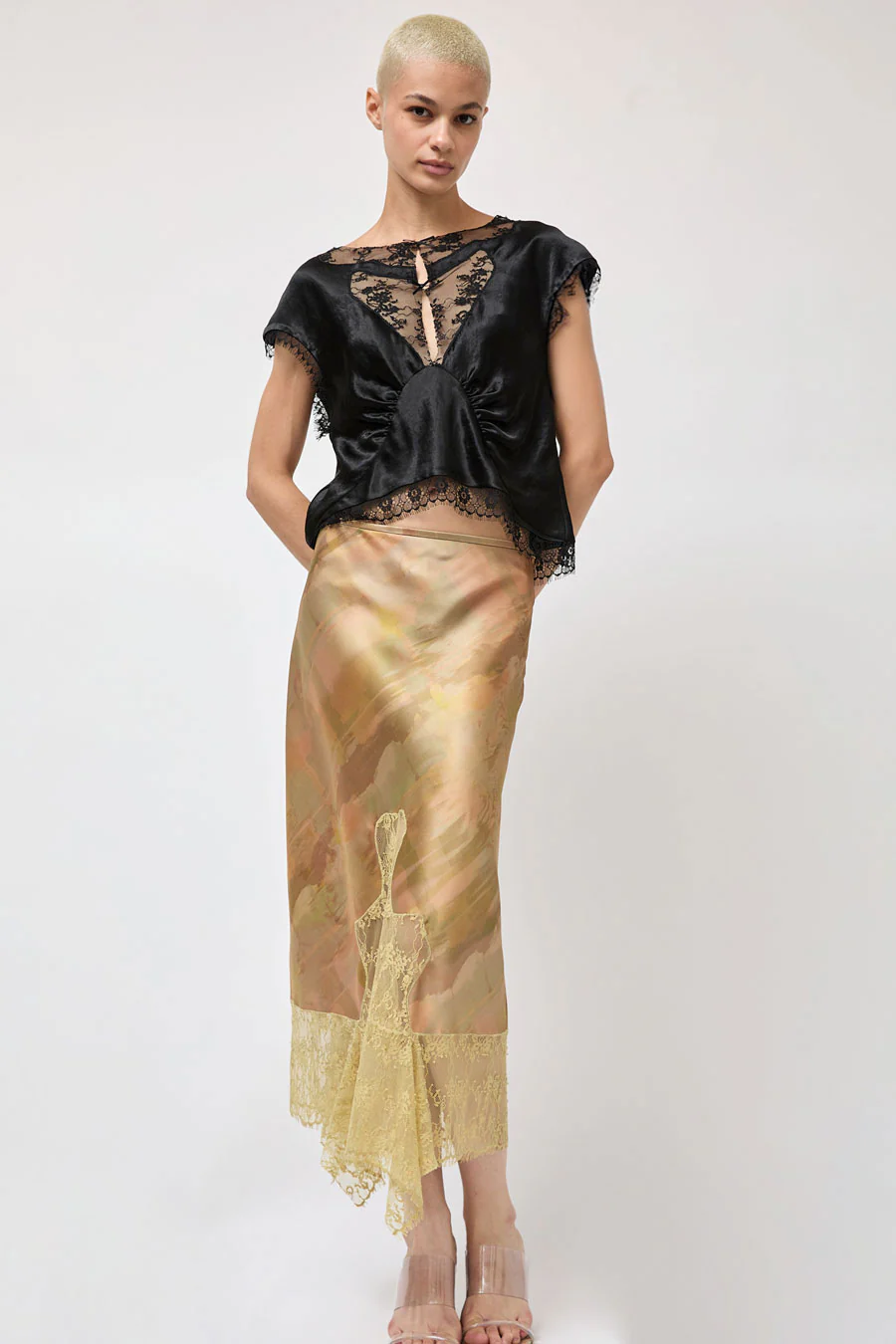 Collina Strada Satin Waterlily Top in Black - Image 6