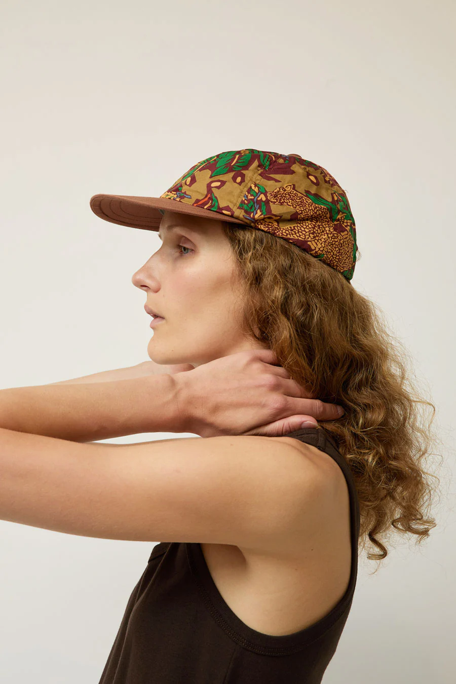DECHO Cotton Cap in Brown Print - Image 3