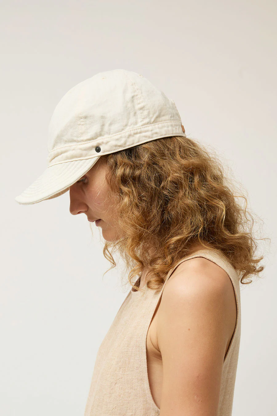 DECHO Herringbone Shallow Kome Cap with Sunshade in Ivory - Image 4