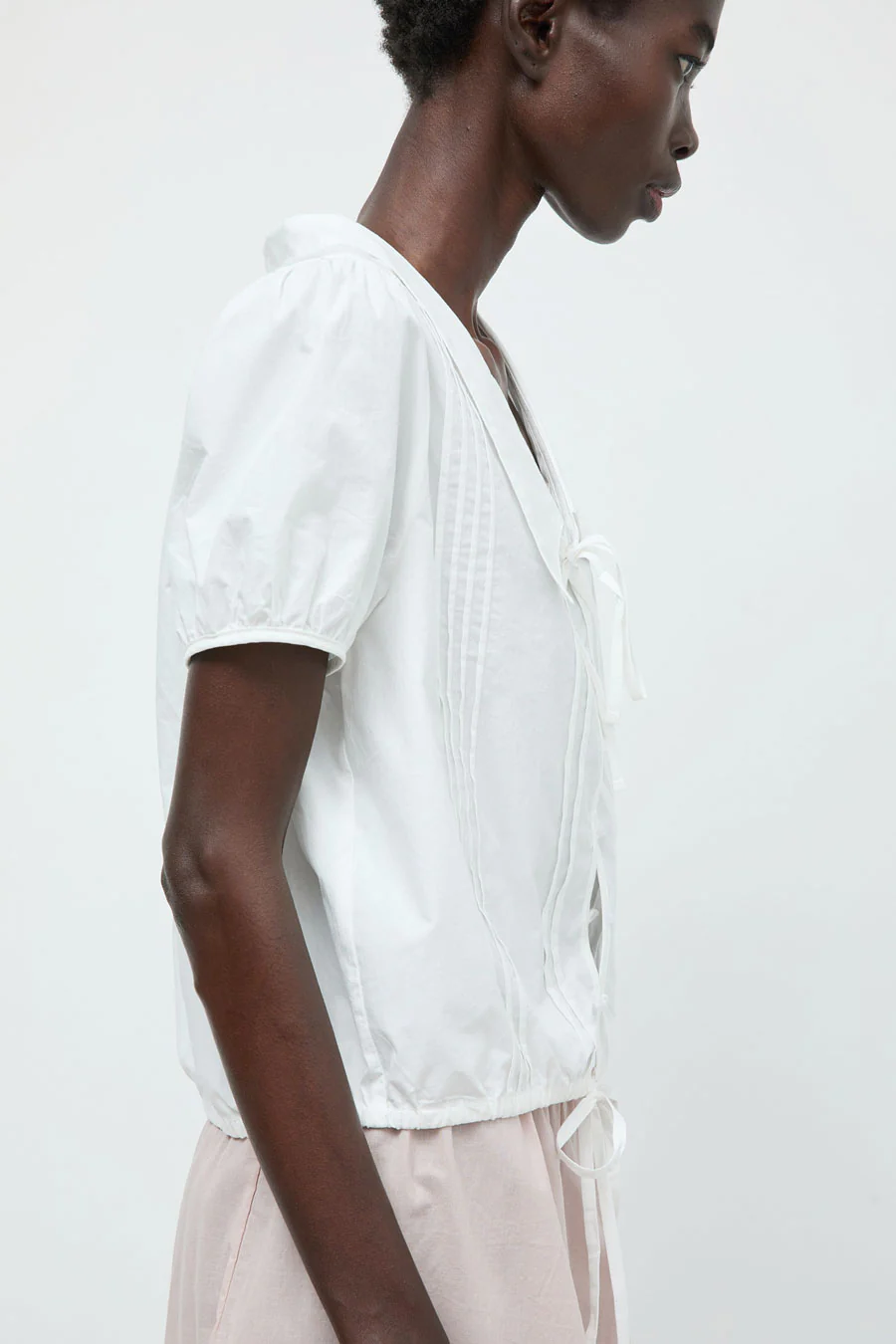 Deiji Studios Fine Collar Top in White - Image 4