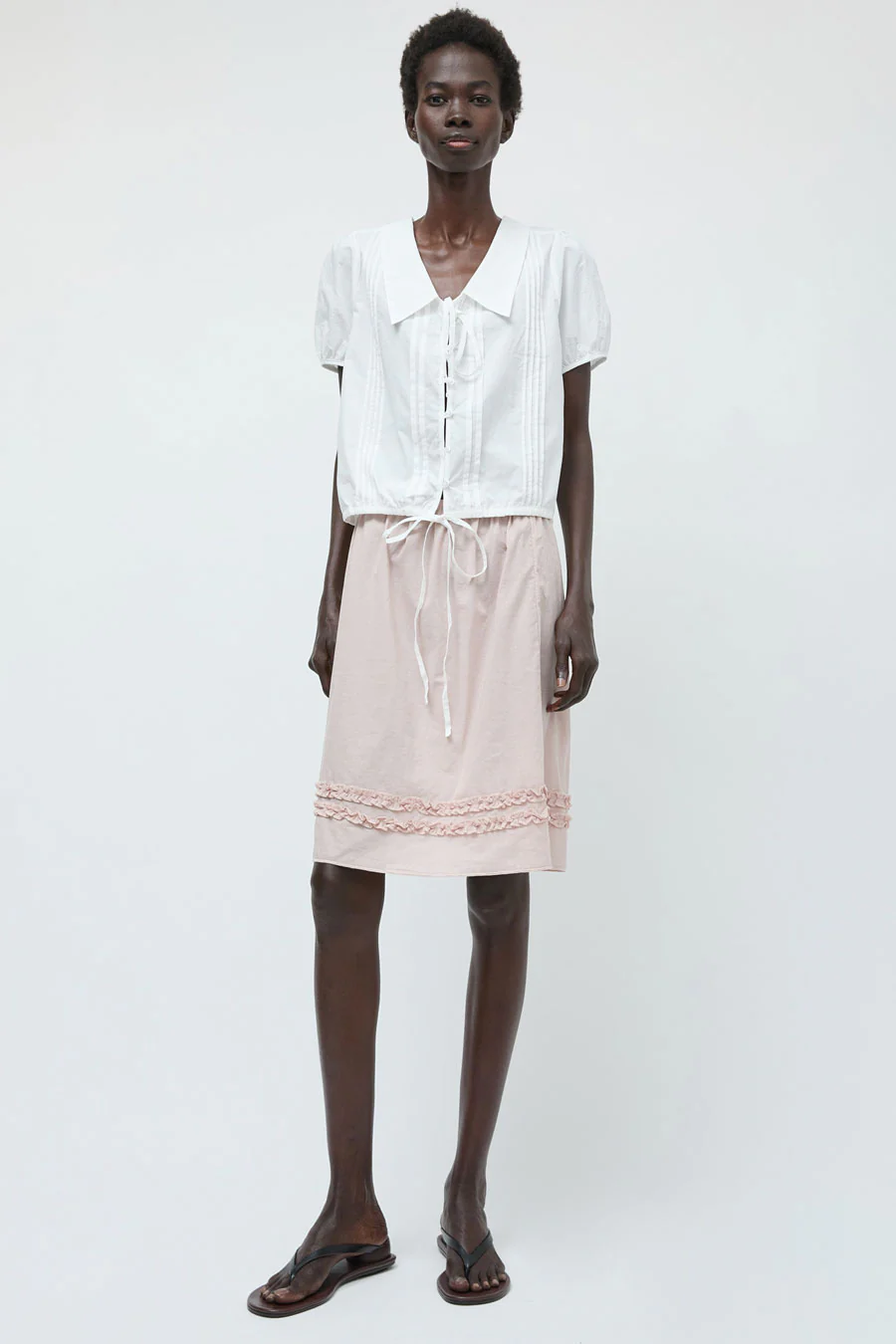 Deiji Studios Fine Collar Top in White - Image 5