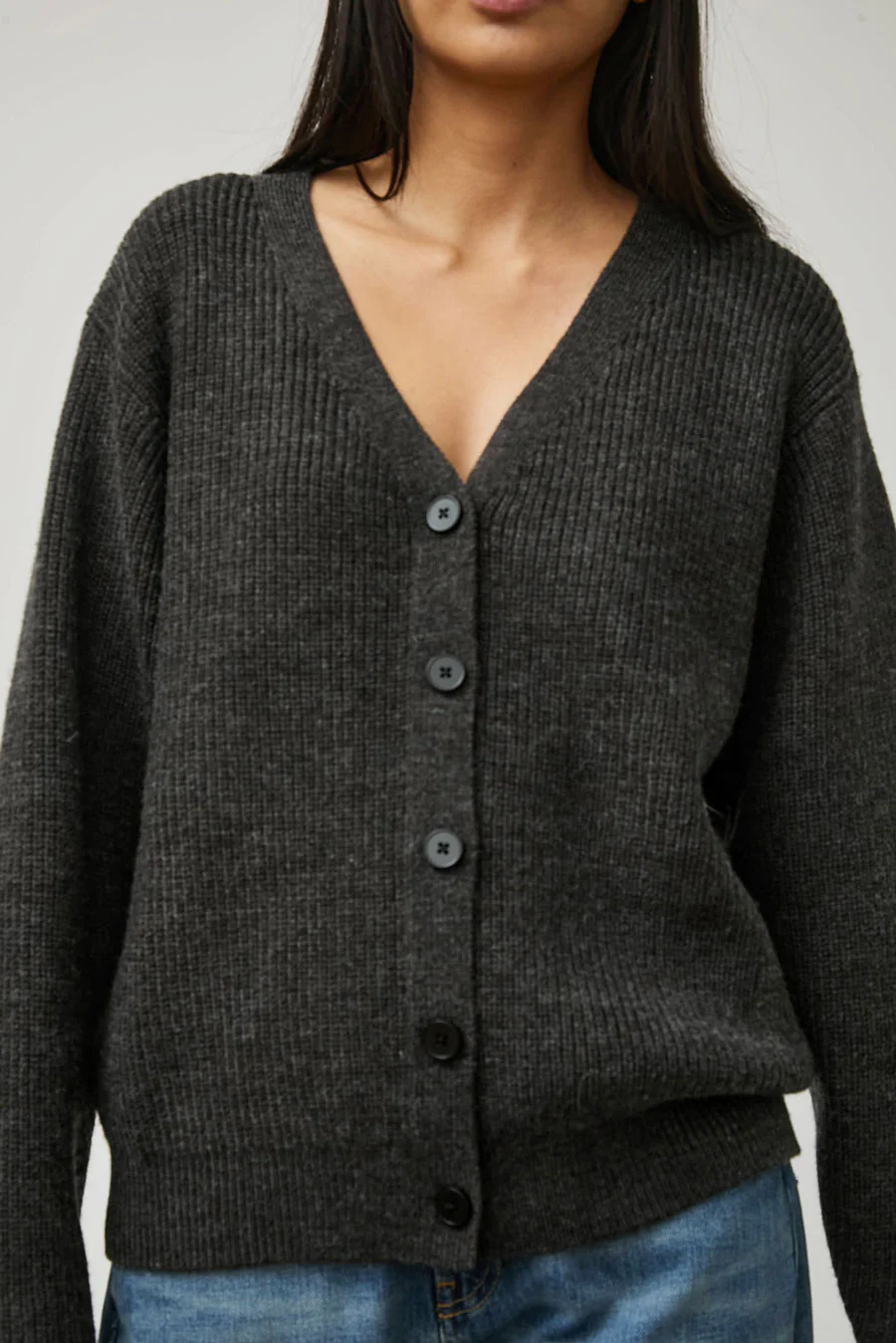 Deiji Studios Flounce Cardigan in Charcoal - Image 3