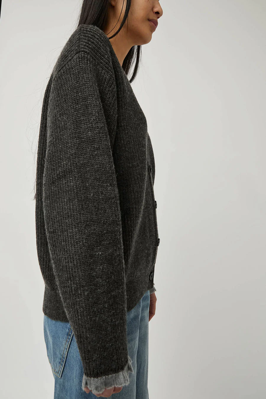 Deiji Studios Flounce Cardigan in Charcoal - Image 4