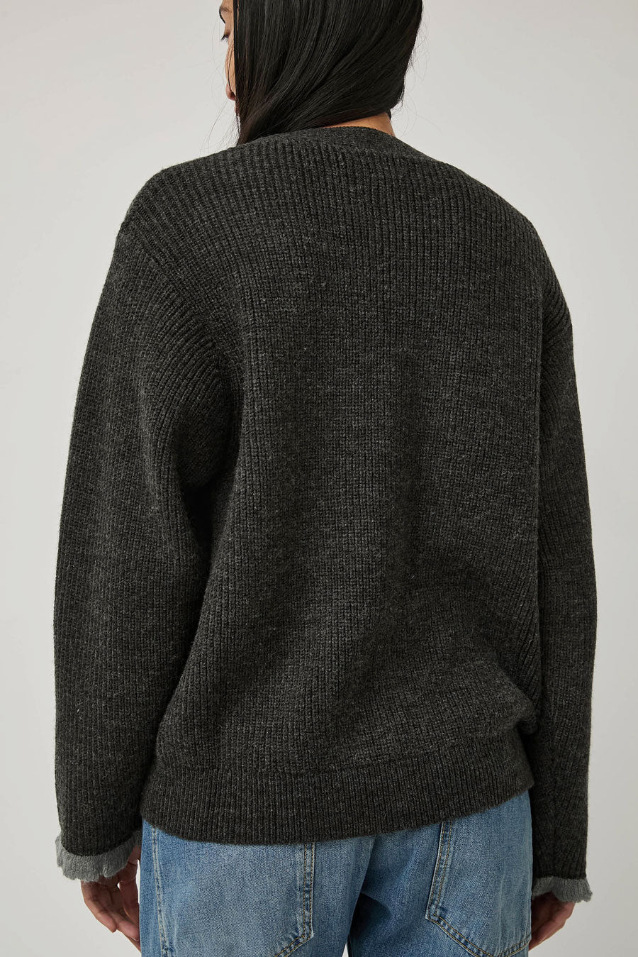 Deiji Studios Flounce Cardigan in Charcoal - Image 5
