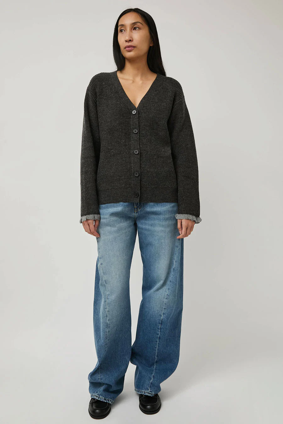 Deiji Studios Flounce Cardigan in Charcoal - Image 6