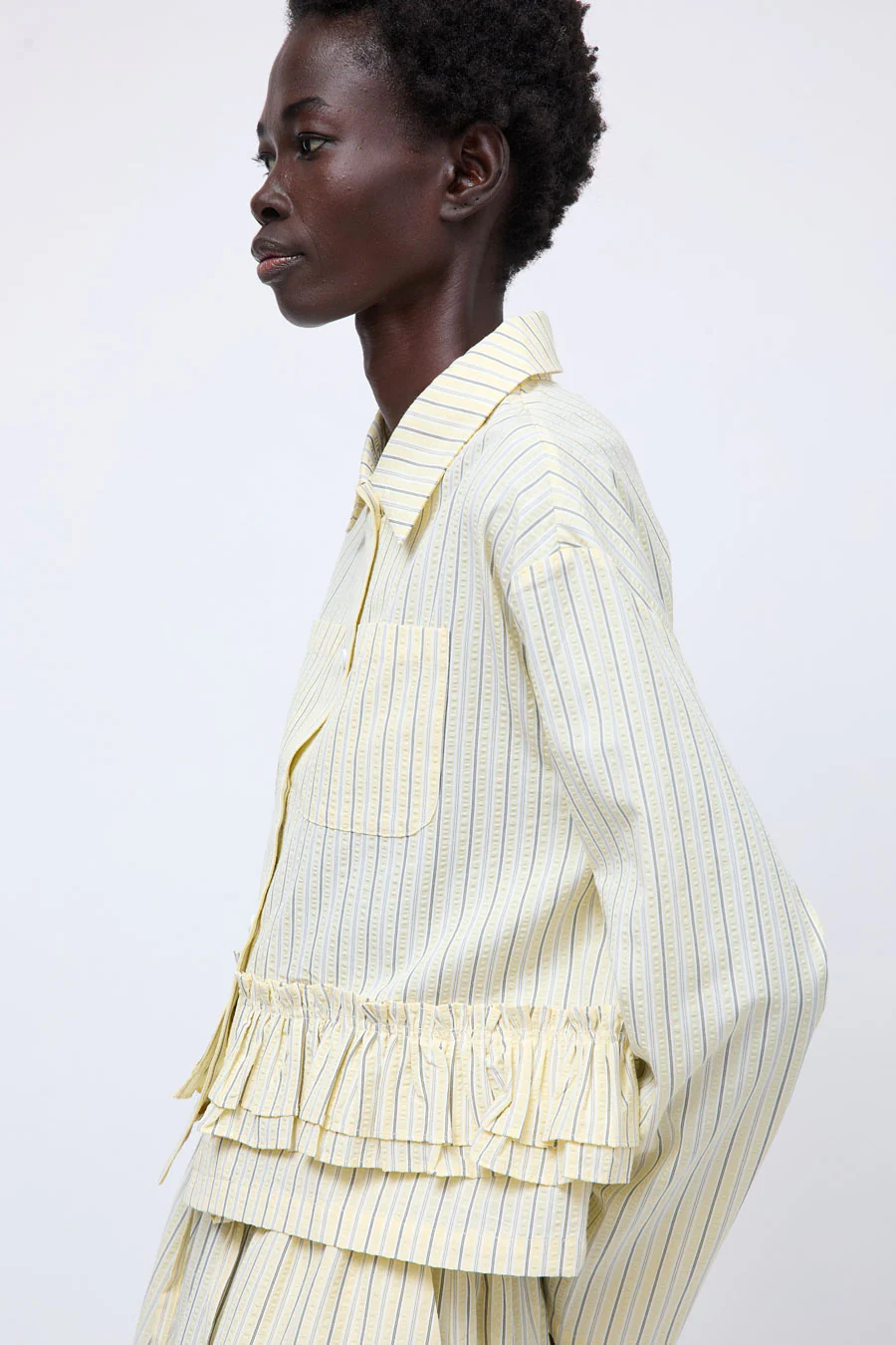 et Tigre Yee Shirt in Yellow Green Seersucker - Image 2