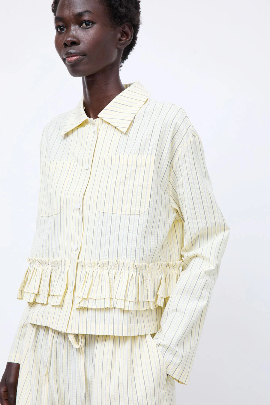 et Tigre Yee Shirt in Yellow Green Seersucker - Image 3