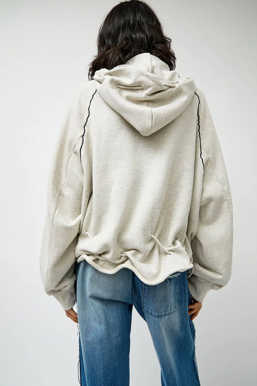 Façon Jacmin Soulwax Gathered Zip Hoodie in Light Grey - Image 6