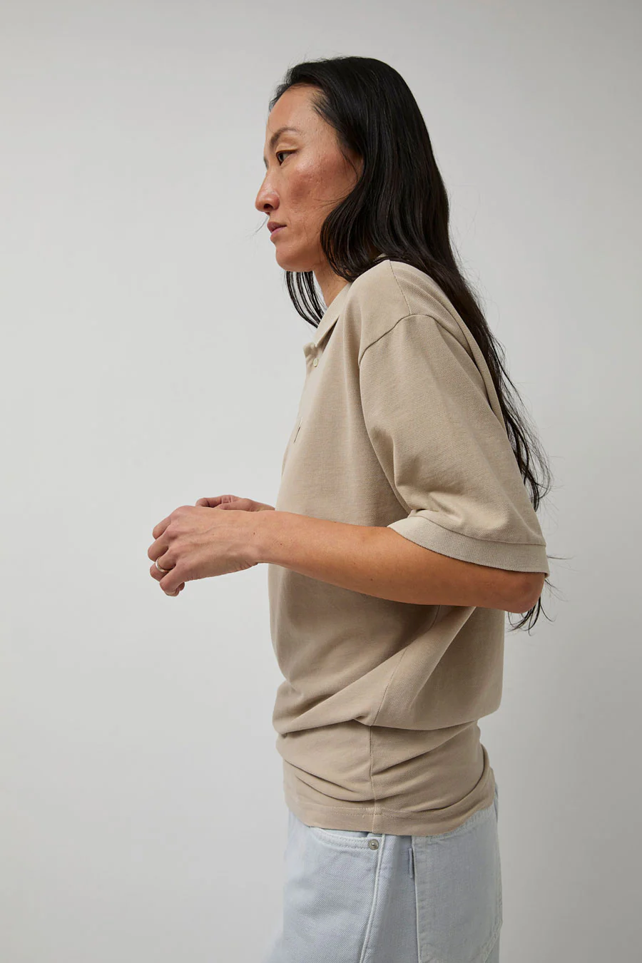 Haikure Lacey Short Sleeve Polo in Doe - Image 3