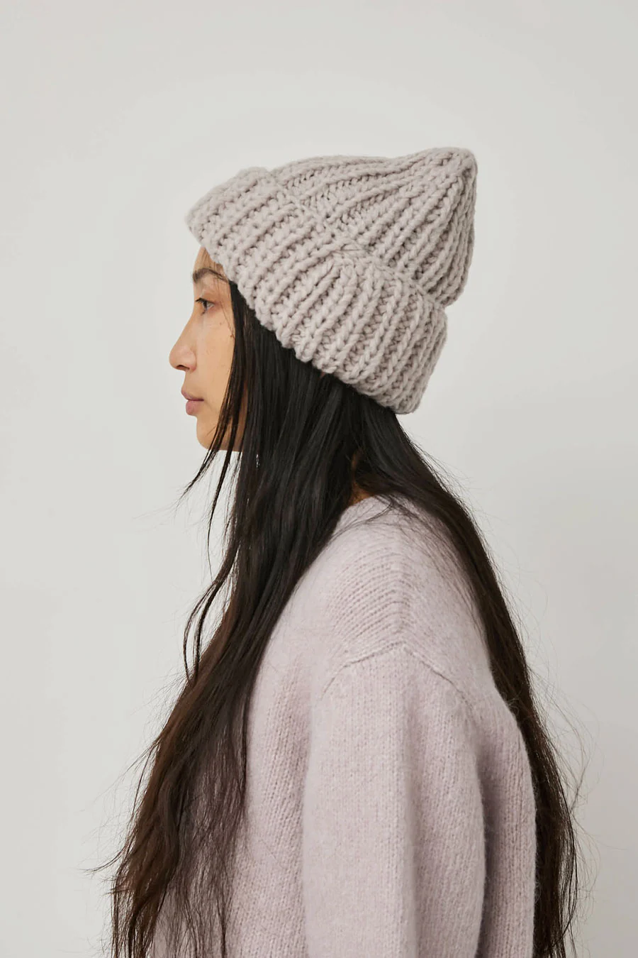 Lauren Manoogian Handknit Rib Hat in Lavender - Image 3