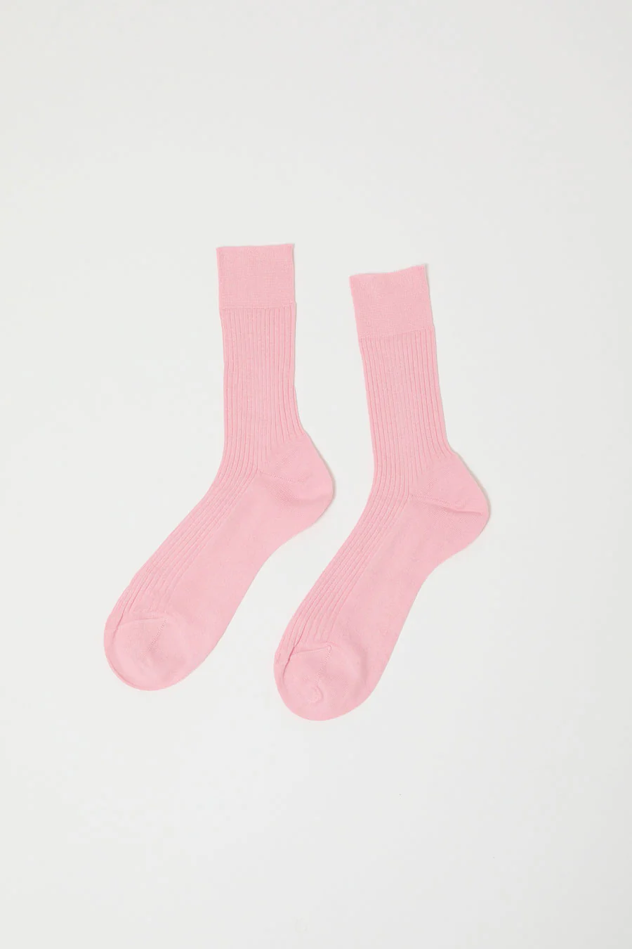 Maria La Rosa Ribbed Mid Calf Bio Cotton Socks in Baby Pink