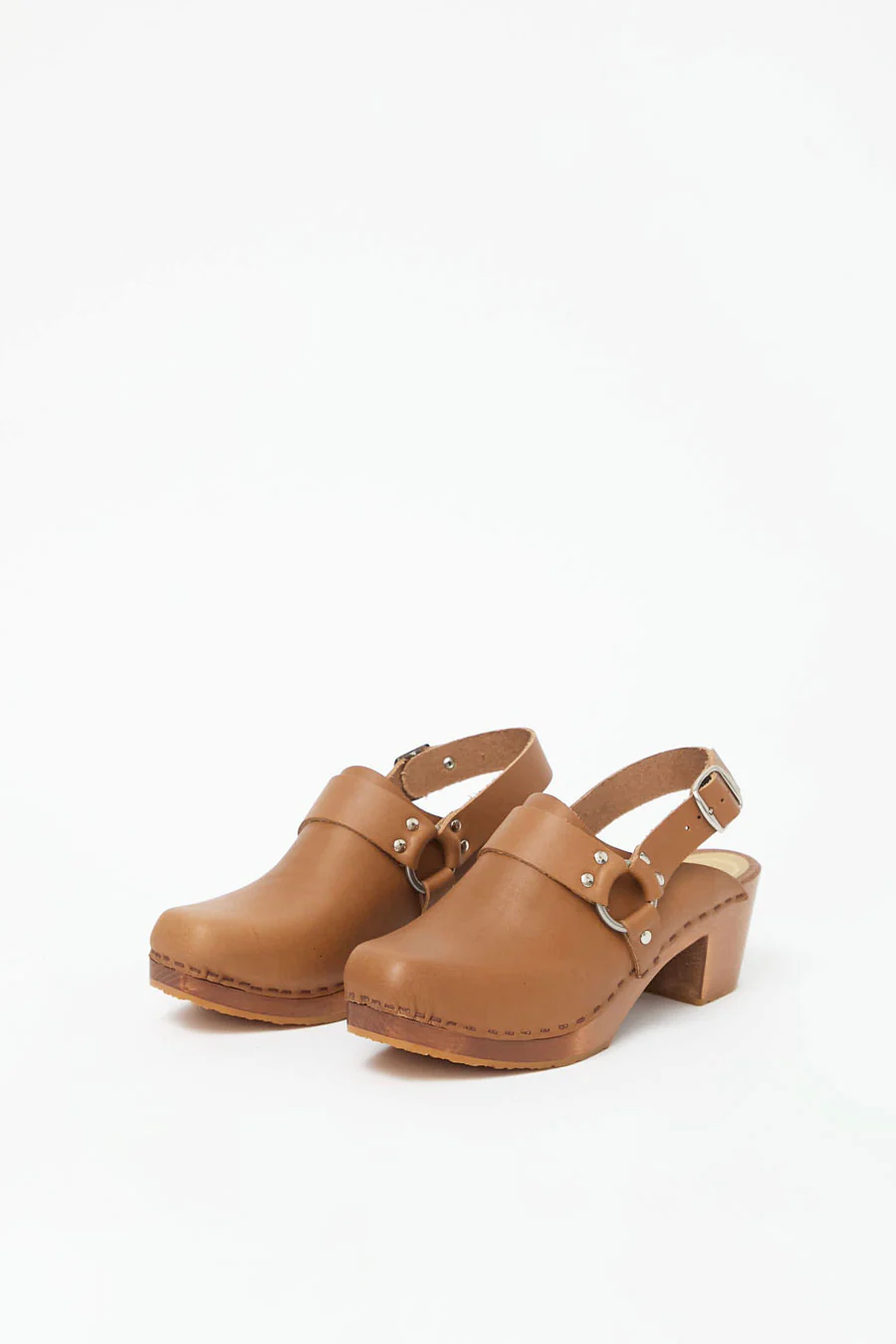 No.6 Arlo Clog on Square Toe Mid Heel in Palomino on Pecan Base - Image 3