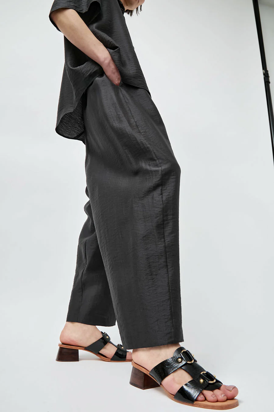 No.6 Beau Sandal in Black Patent - Image 3