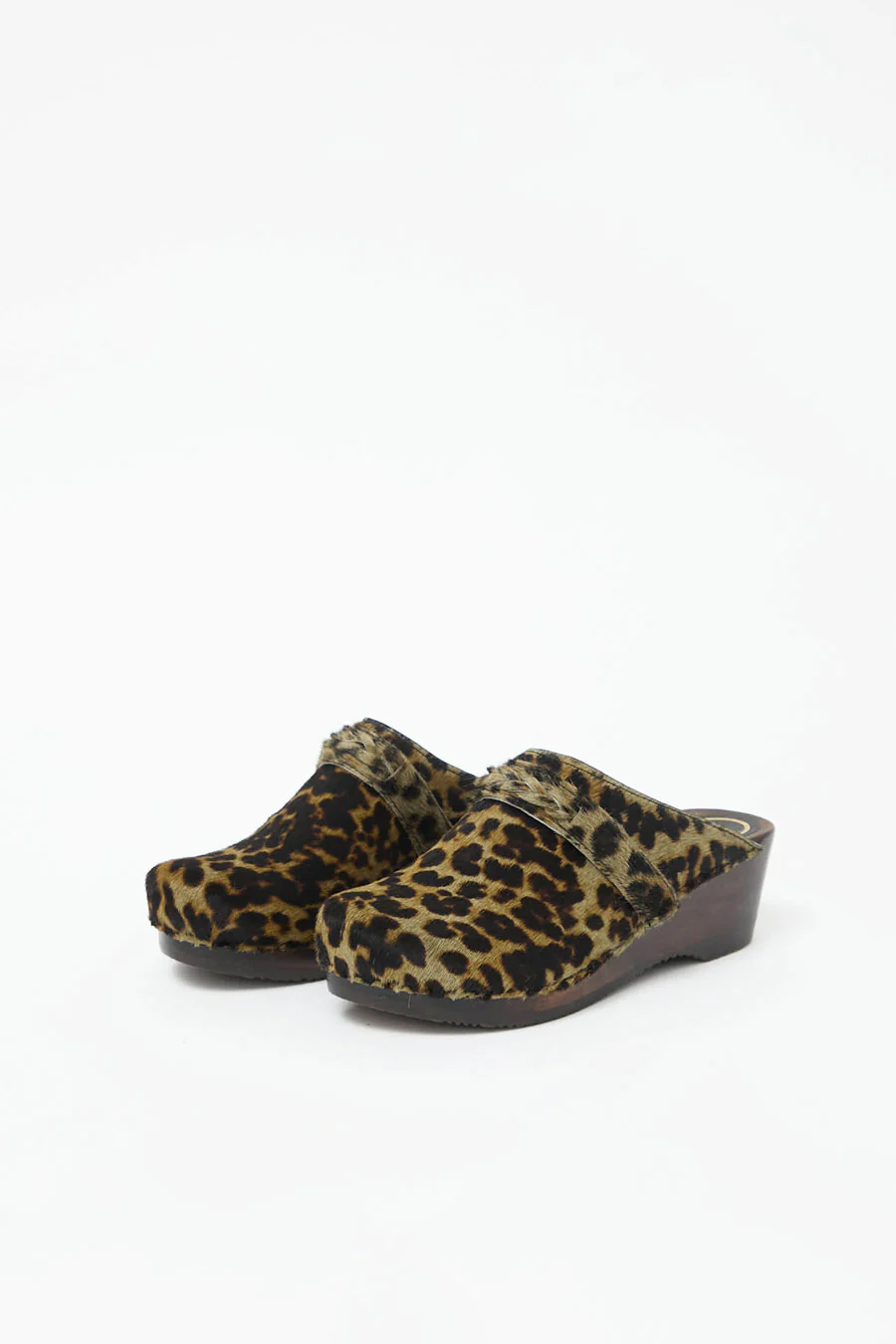No.6 Bridget Clog on Mid Wedge in Camo Leopard Pony on Cocoa Base - Image 3