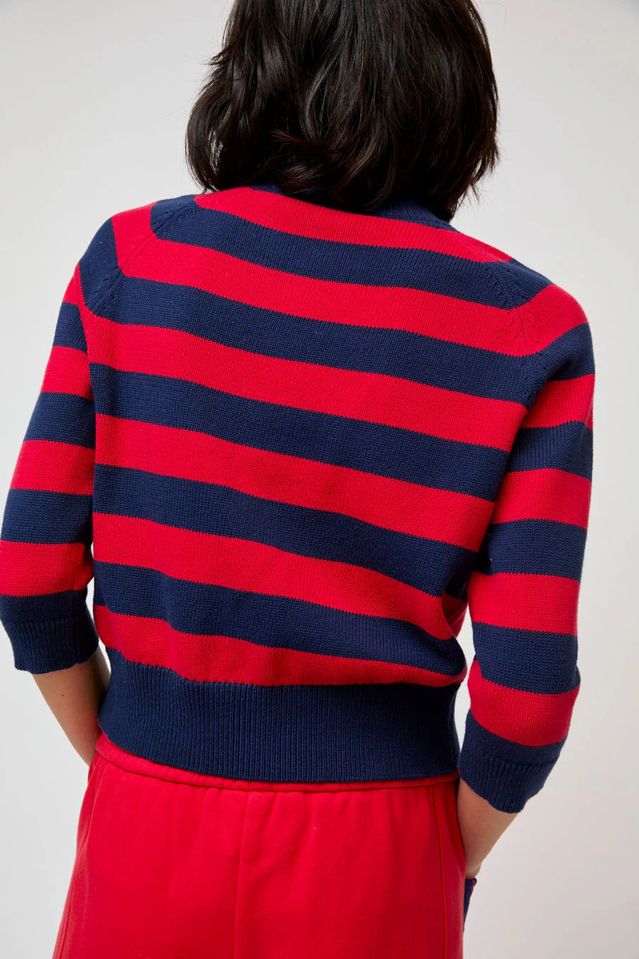 No.6 Colette Cardi in Navy and Red Stripe - Image 4