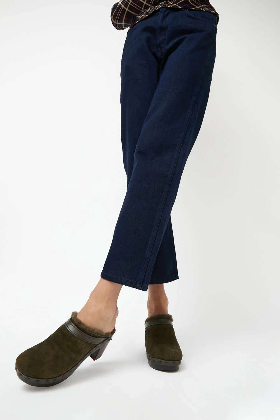 No.6 Dakota Shearling Clog on High Heel in Olive on Cocoa Base - Image 2