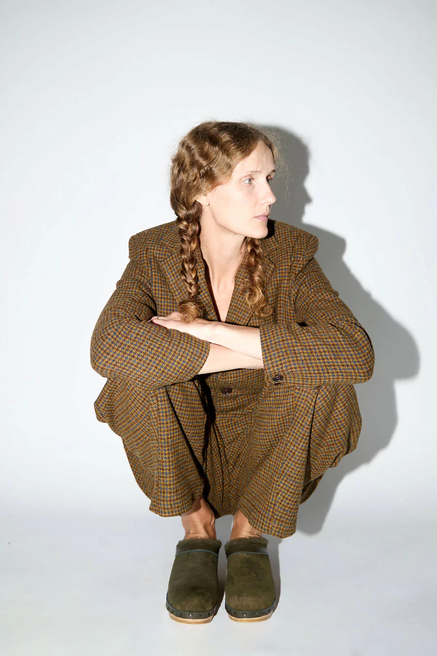No.6 Dakota Shearling Clog on Mid Heel in Olive - Image 5