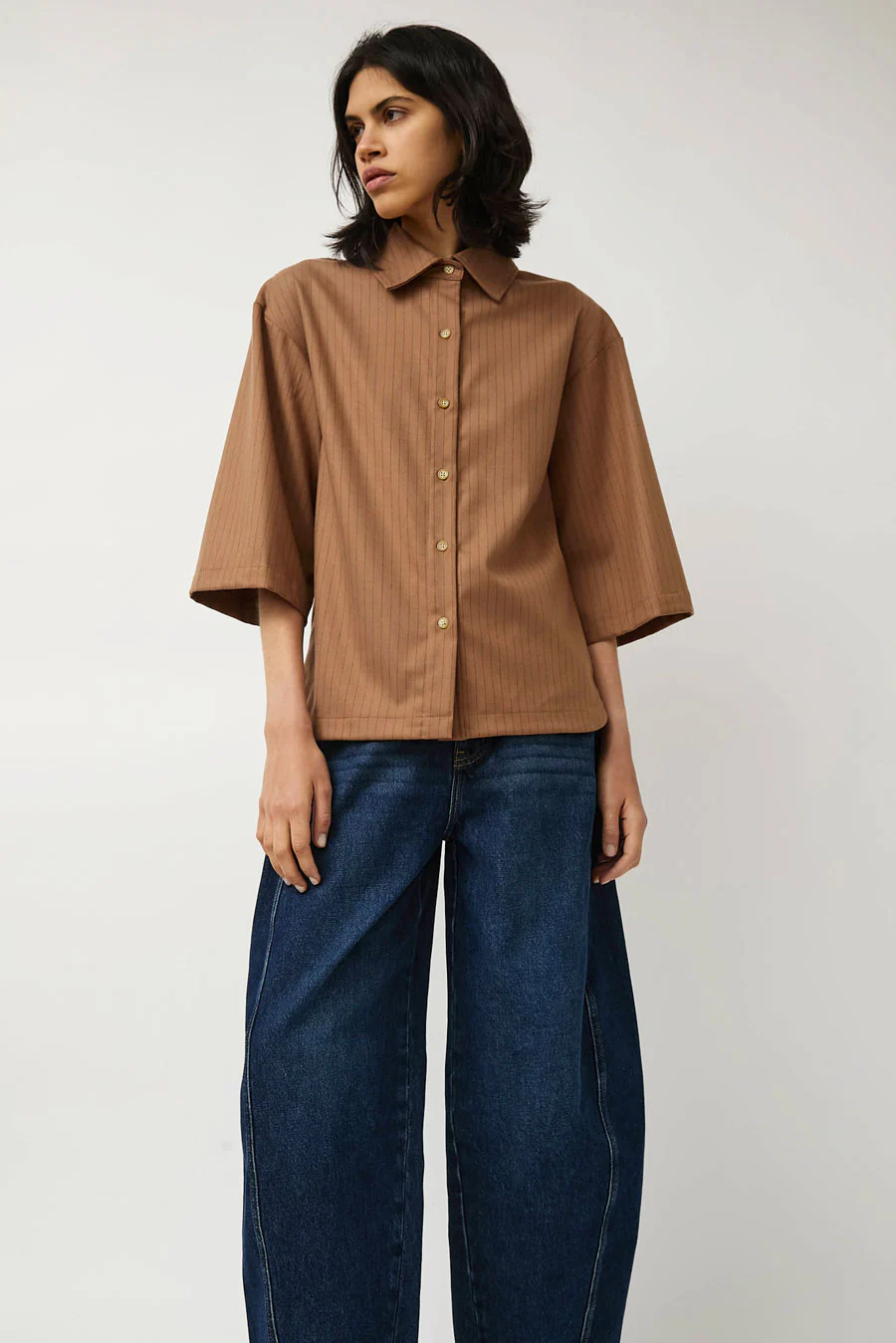 No.6 Dylan Top in Tan Pinstripe - Image 5