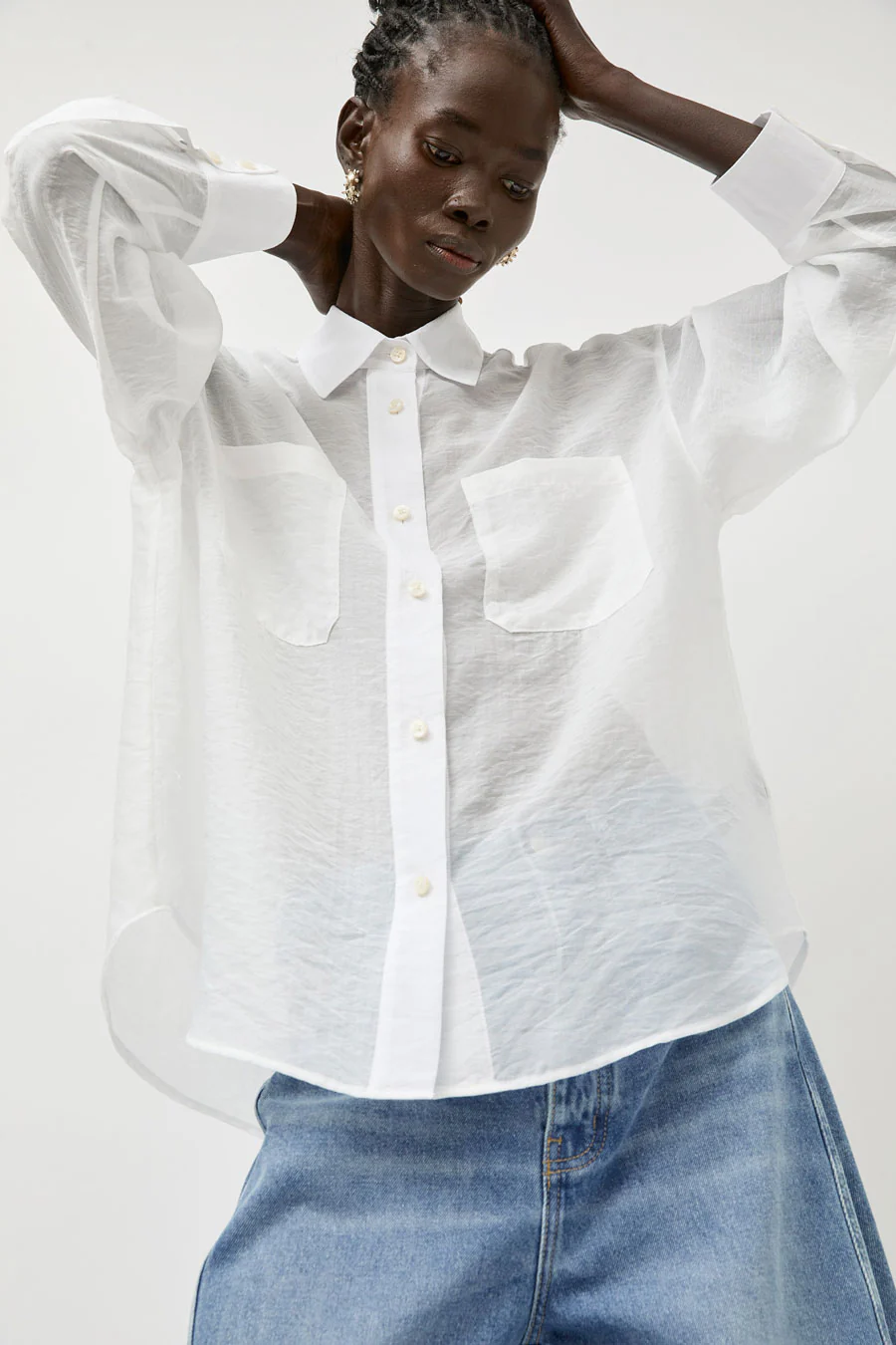 No.6 Lake Shirt in White Organza - Image 3