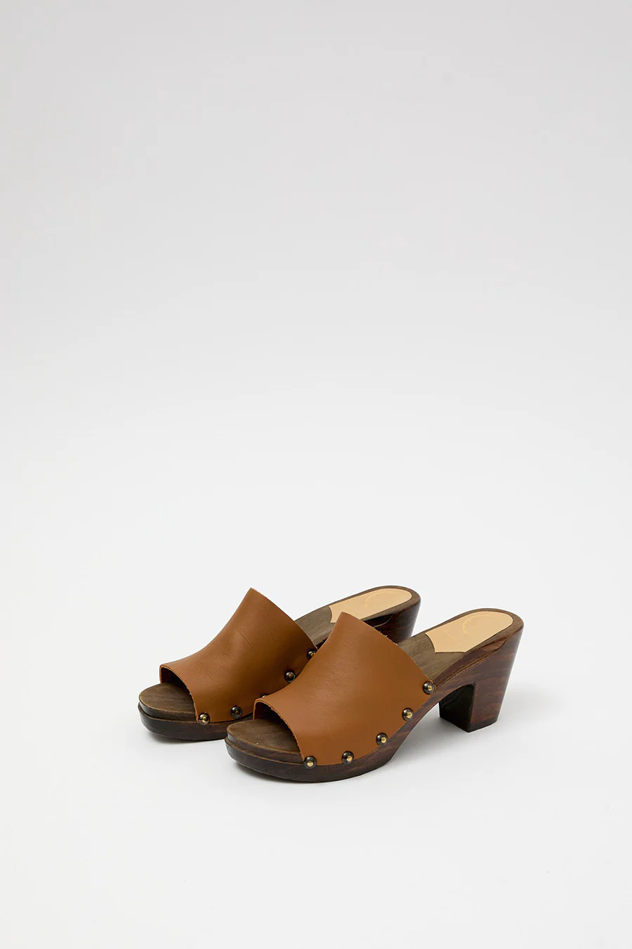 No.6 Leah Studded Clog on High Heel in Palomino on Cocoa Base - Image 2