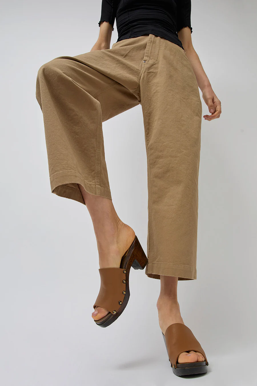 No.6 Leah Studded Clog on High Heel in Palomino on Cocoa Base - Image 4